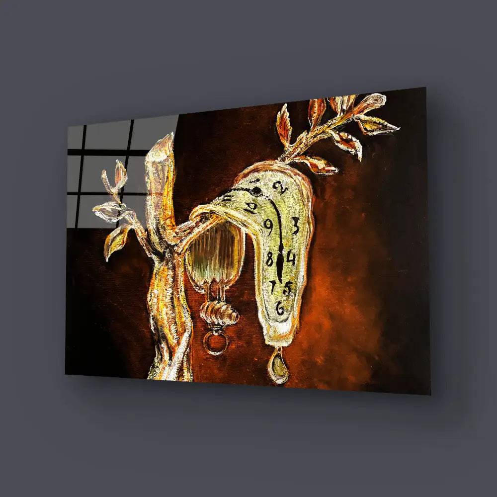 The Memory Constancy Brooch Gold Diamonds Enamel Watch Glass Wall Art - CreoGlass E-Shop
