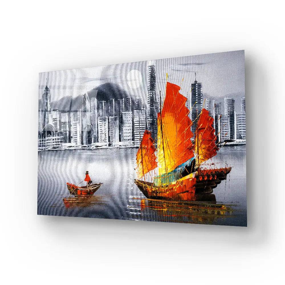 Victoria Harbor Hong Kong Glass Wall Art - CreoGlass E-Shop