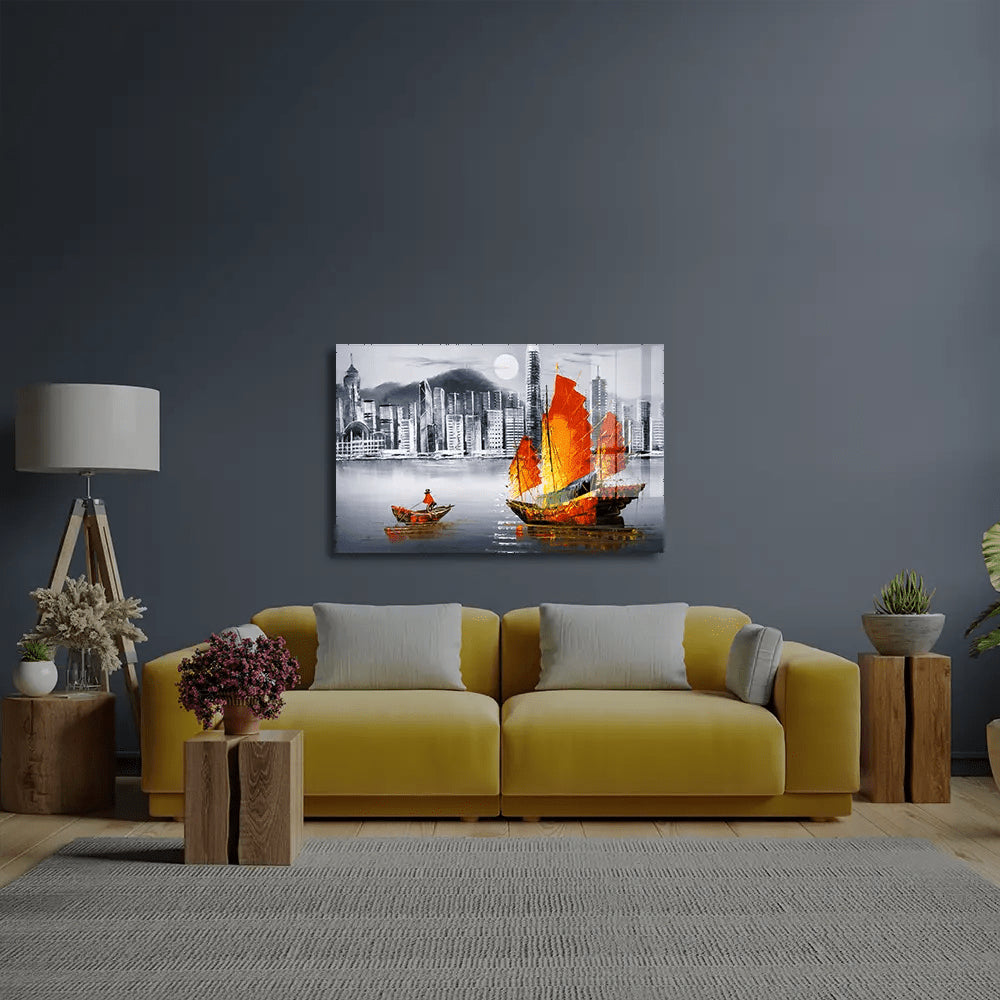 Victoria Harbor Hong Kong Glass Wall Art - CreoGlass E-Shop