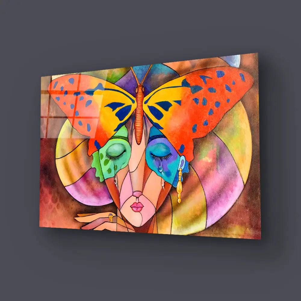 Woman Cubism Face Glass Wall Art - CreoGlass E-Shop
