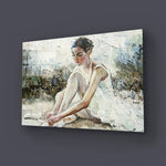 Young Beautiful Girl Ballerina Lush White Tutu Glass Wall Art - CreoGlass E-Shop