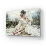 Young Beautiful Girl Ballerina Lush White Tutu Glass Wall Art - CreoGlass E-Shop