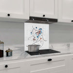 Female Portrait Watercolour Glass Kitchen Splashback