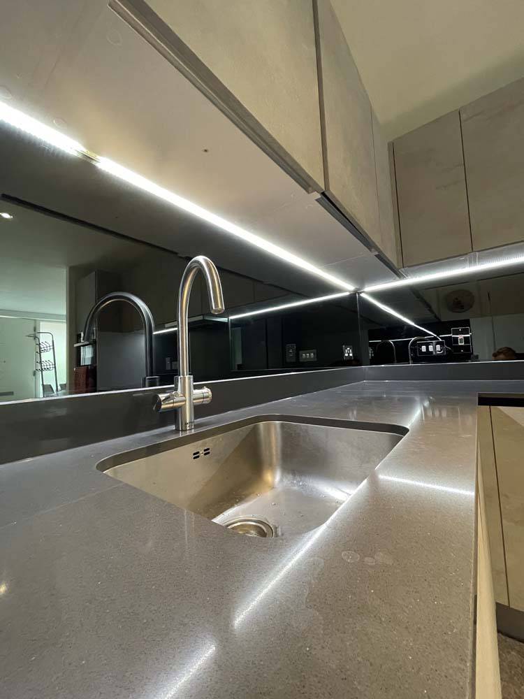 Grey Toughened Mirror Splashback - CreoGlass E-Shop