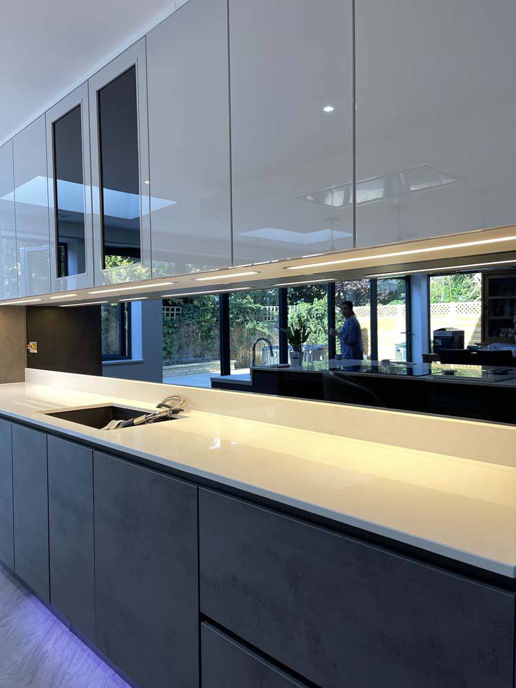 Grey Toughened Mirror Splashback - CreoGlass E-Shop