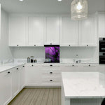 Purple Macaw Feathers Macro Photograph Glass Kitchen Splashback