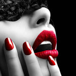 Red Lip and Nails Glass Kitchen Splashback