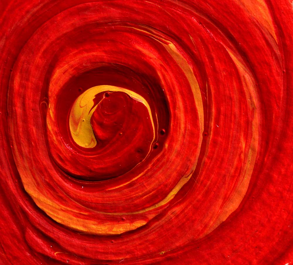 Red Paint Spiral Glass Kitchen Splashback