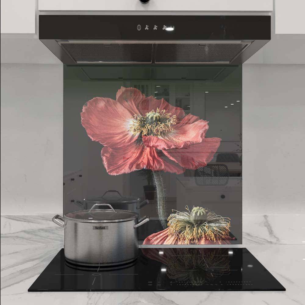 Flower Printed Glass Splashback – Splashbacks 4U