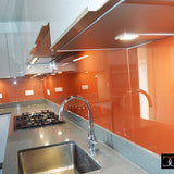 Matt Burnt Orange Colour Glass Splashback - Bespoke