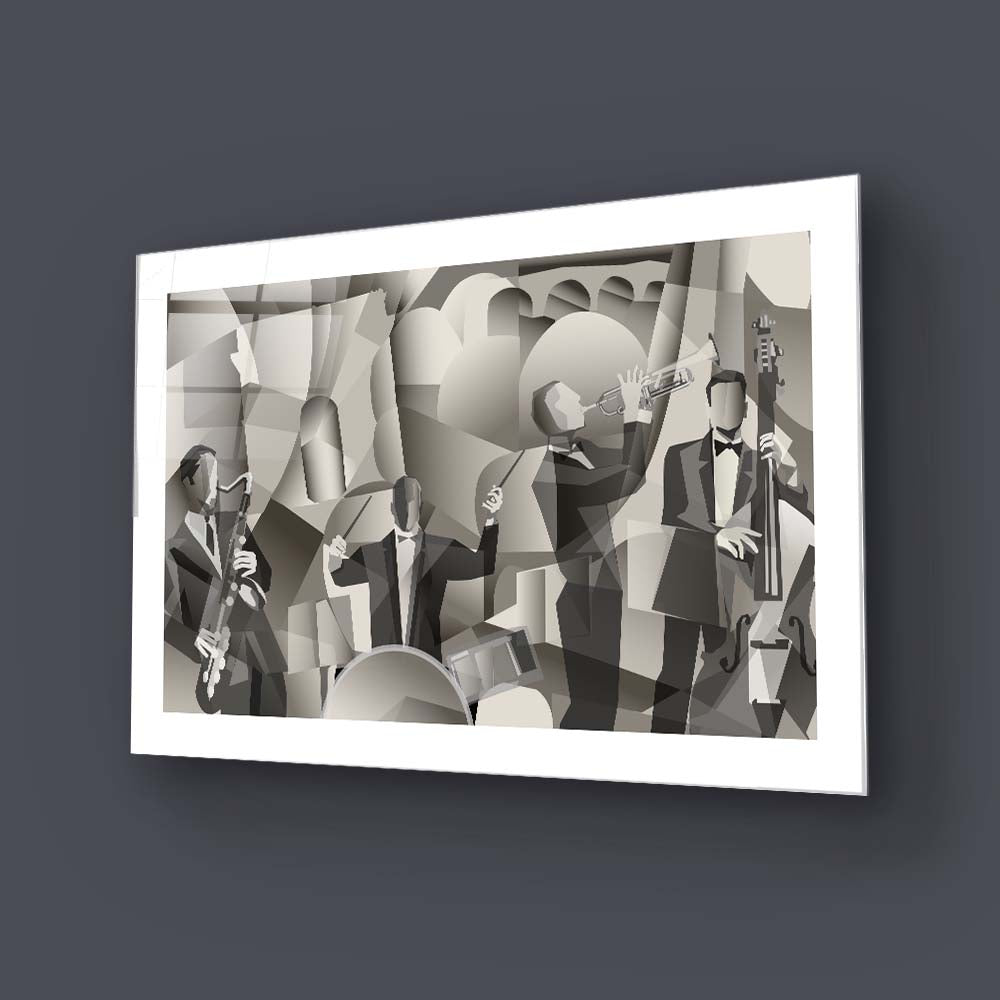 Abstract French Jazz Band Glass Wall Art - CreoGlass E-Shop