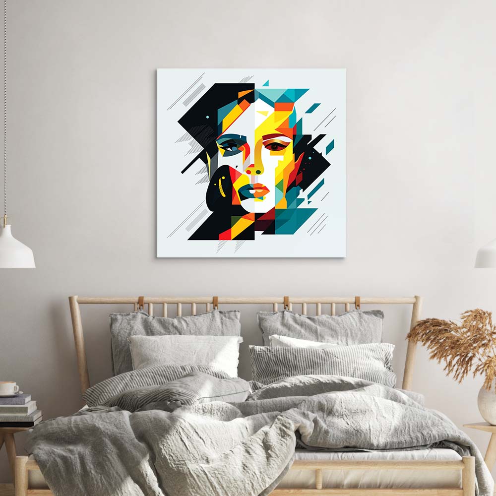 Geometric Female Portrait Glass Wall Art - CreoGlass E-Shop