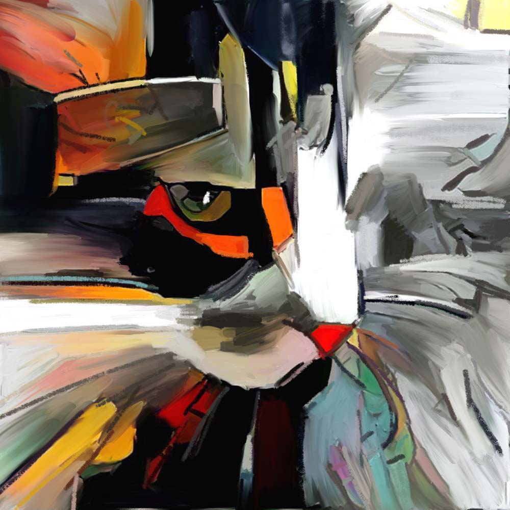 Abstract Cat Glass Kitchen Splashback