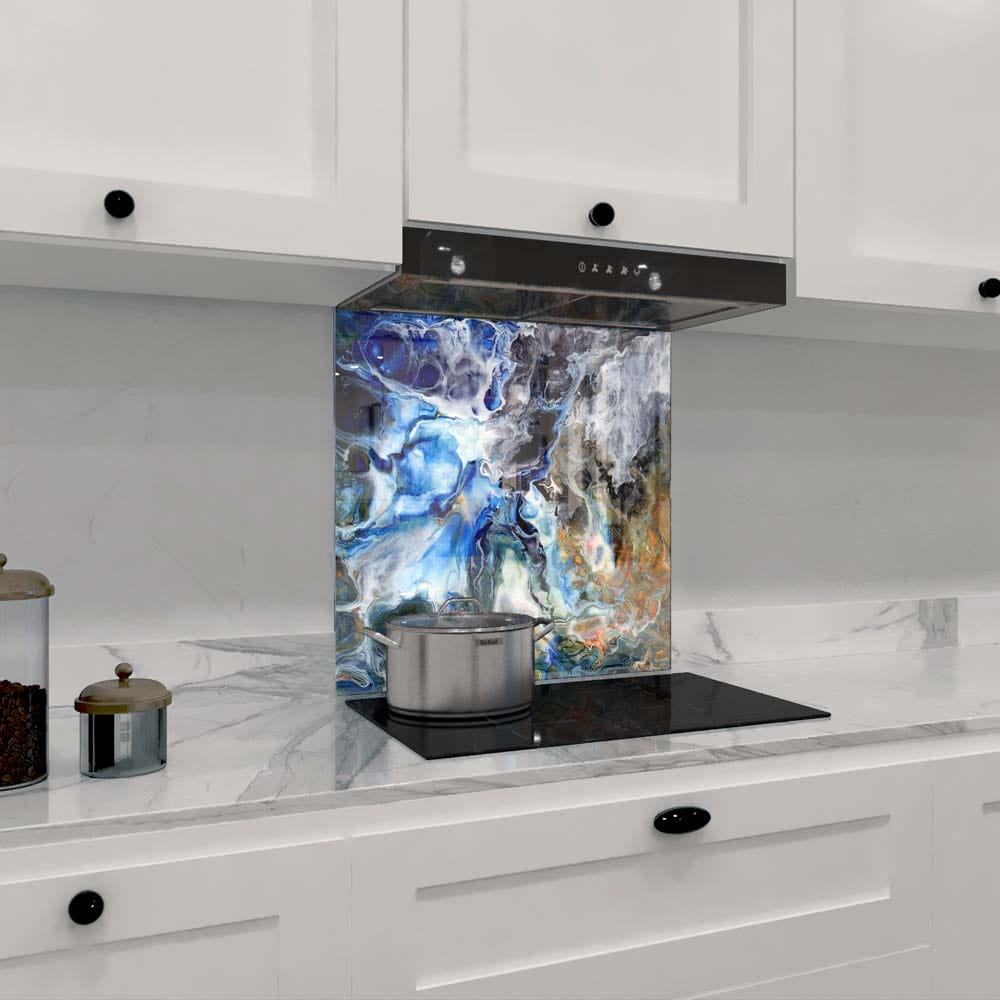 Abstract Liquid Structure Glass Kitchen Splashback