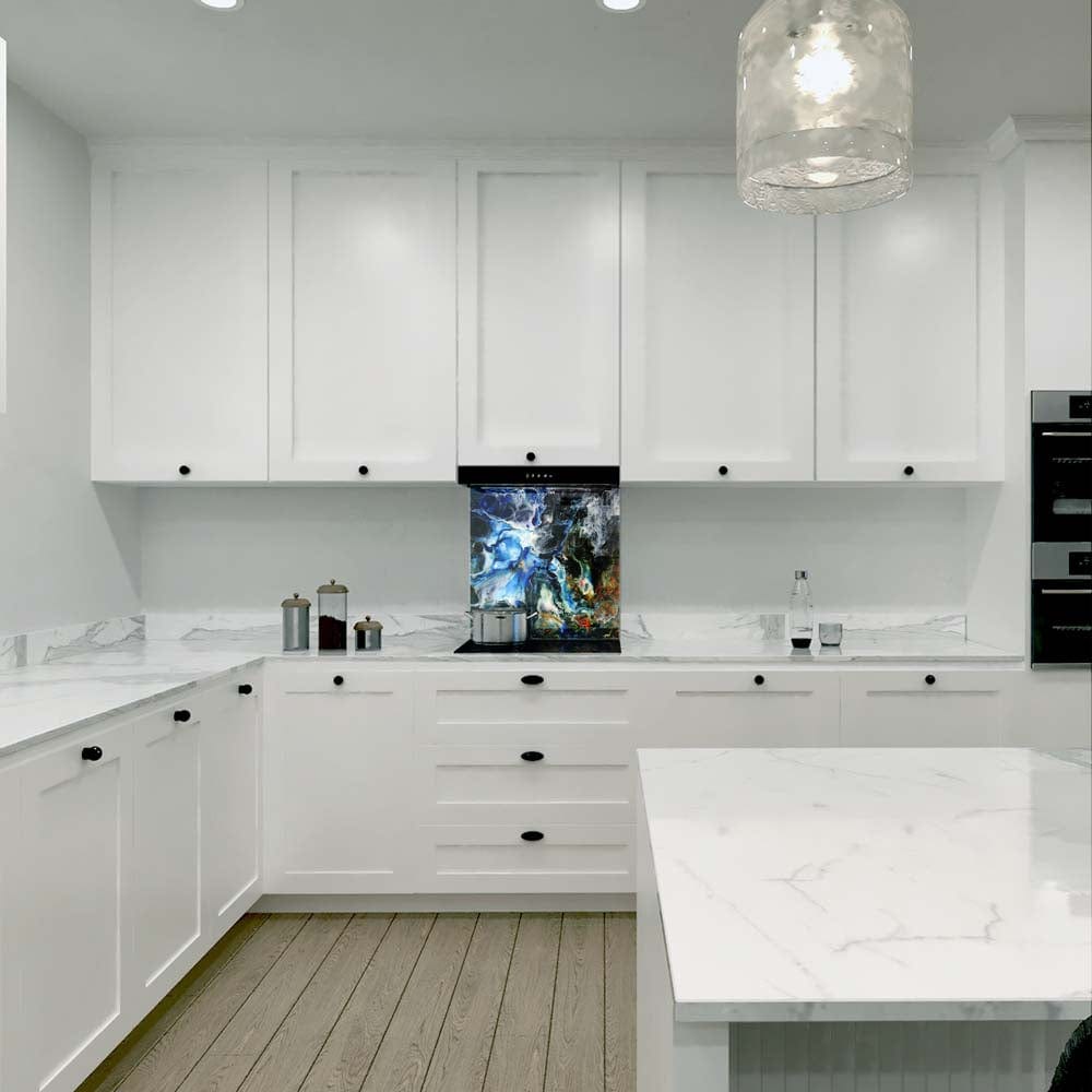 Abstract Liquid Structure Glass Kitchen Splashback