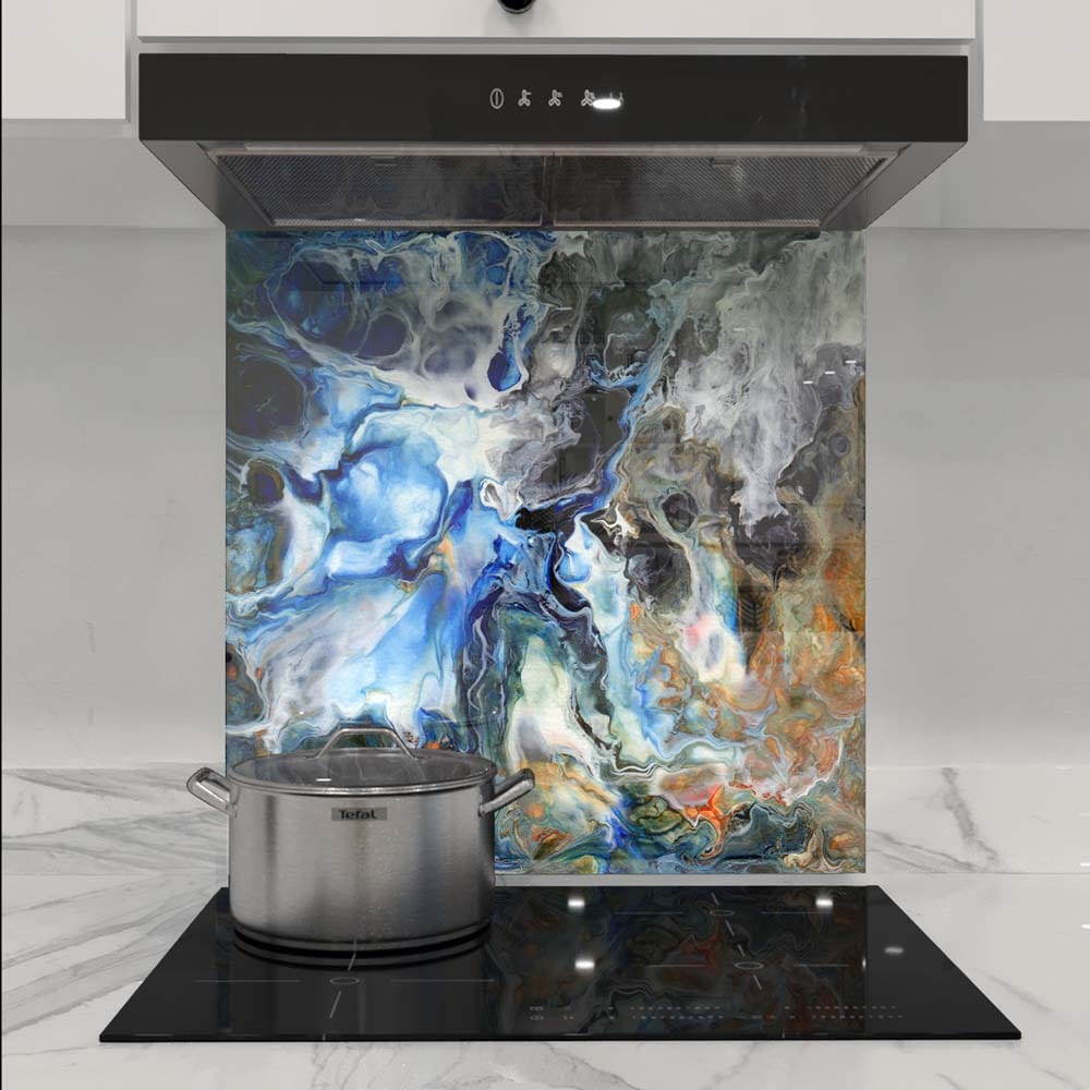 Abstract Liquid Structure Glass Kitchen Splashback