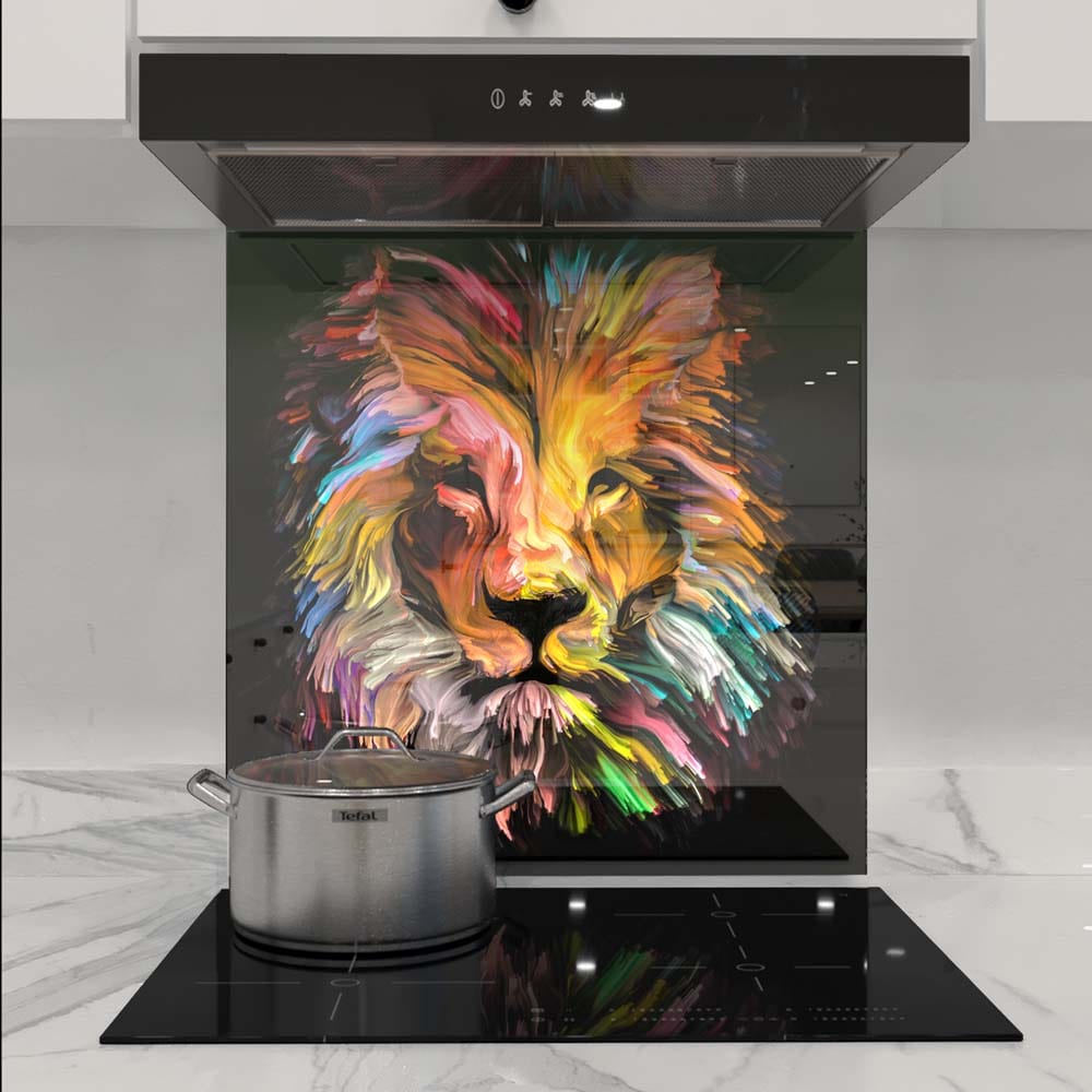Abstract Red Lion Glass Kitchen Splashback
