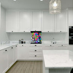 Abstract Spraypaint Glass Kitchen Splashback