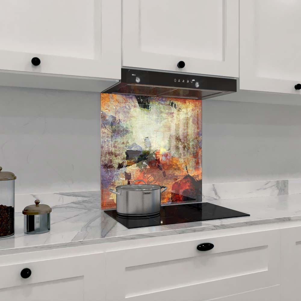 Abstract Volcanic Colours Glass Kitchen Splashback