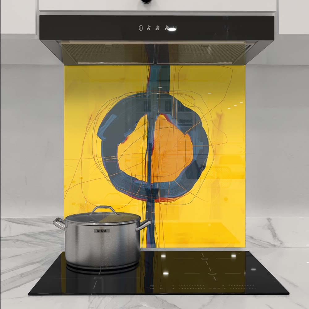 Abstract Splashback Abstract Yellow Ochre Printed Glass Splashback - DIY – Splashbacks 4U