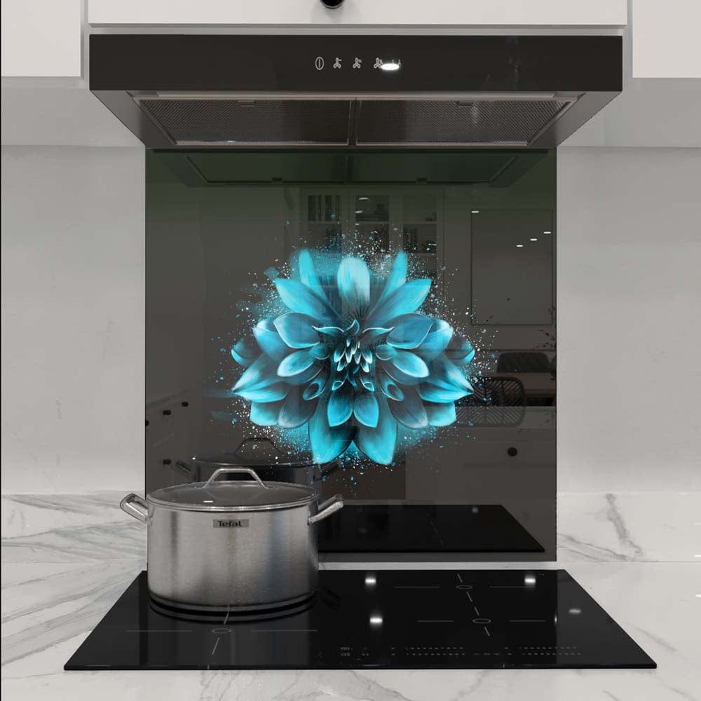 Blue Lotus Glass Kitchen Splashback