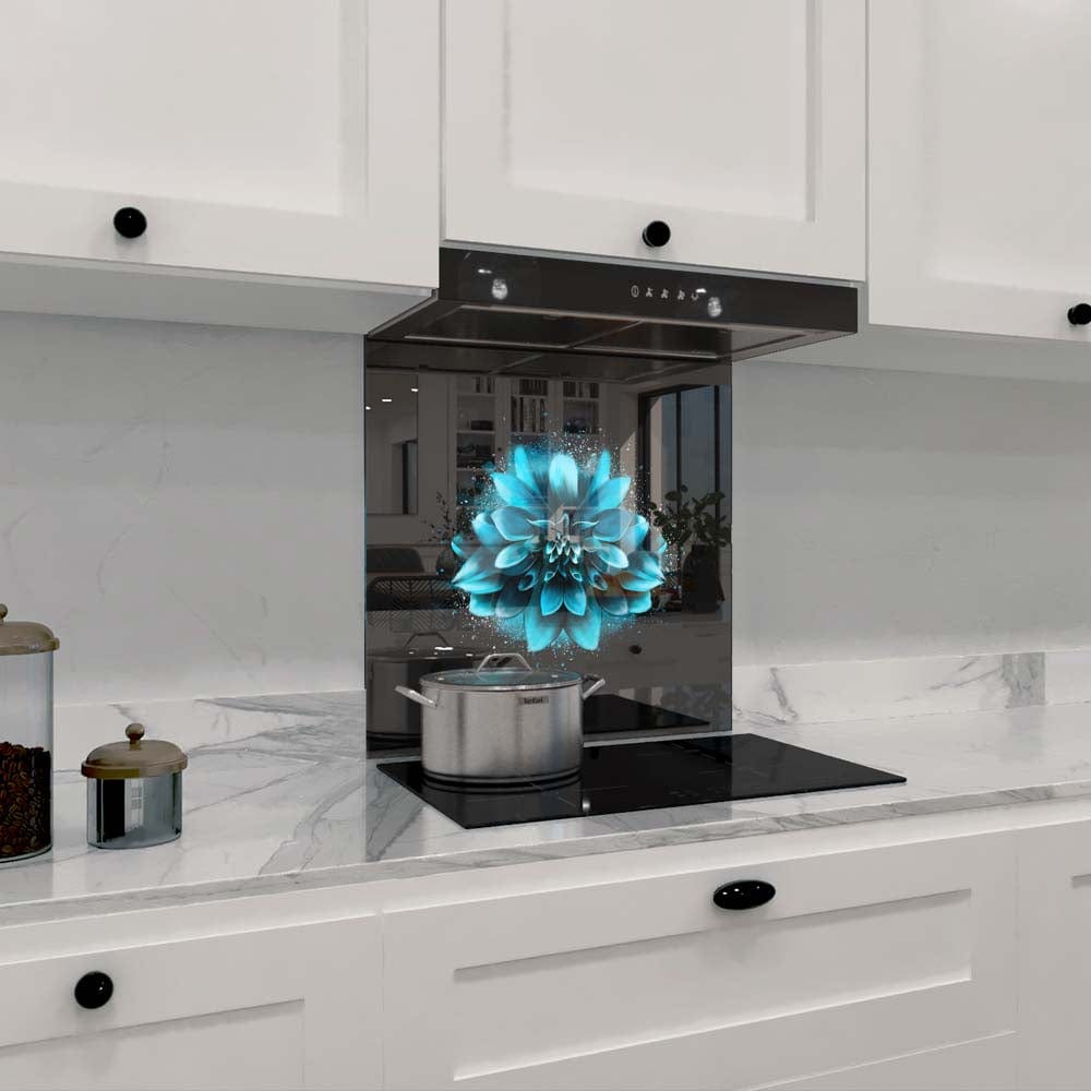 Blue Lotus Glass Kitchen Splashback