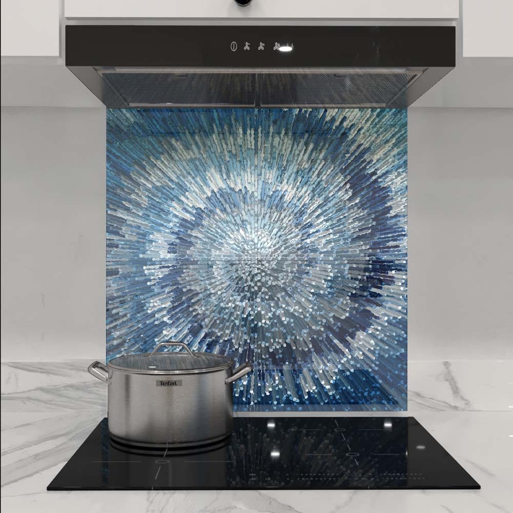 Blue Spiral Glass Kitchen Splashback