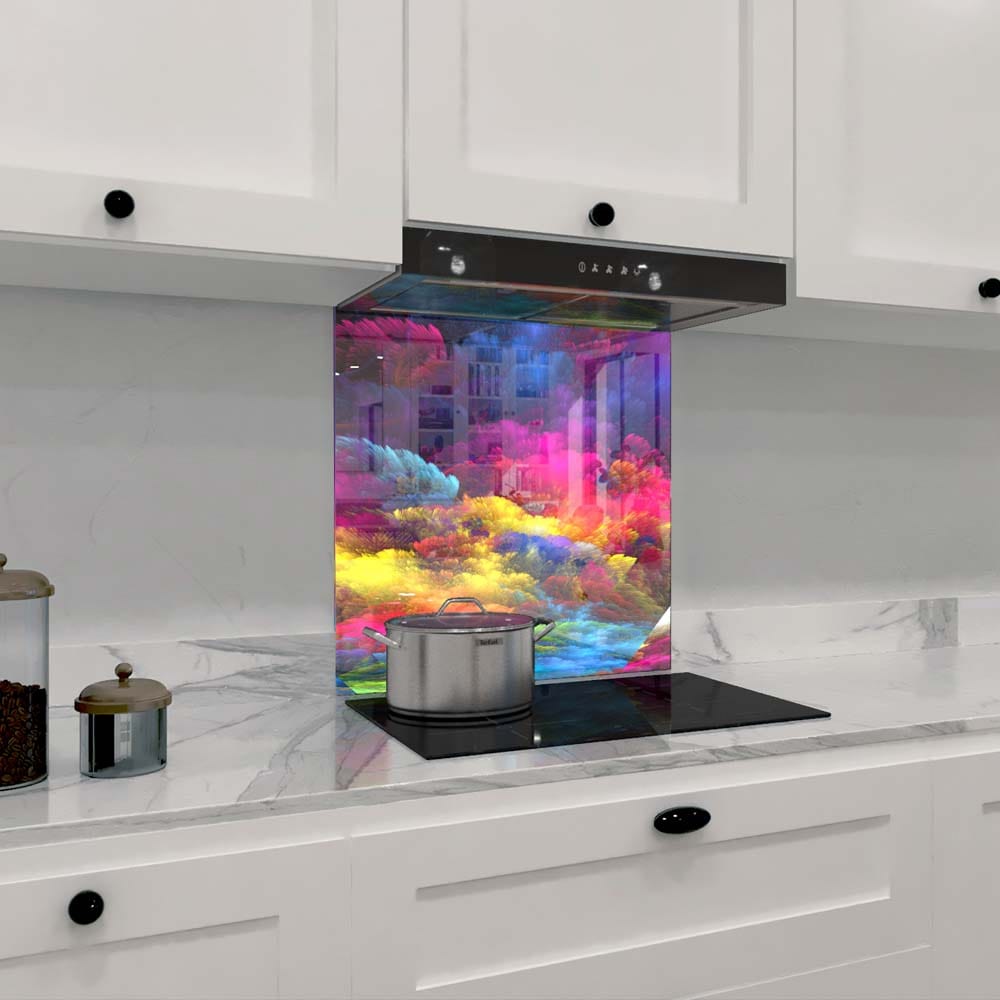Colourful Clouds Glass Kitchen Splashback