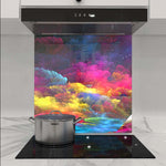 Colourful Clouds Glass Kitchen Splashback