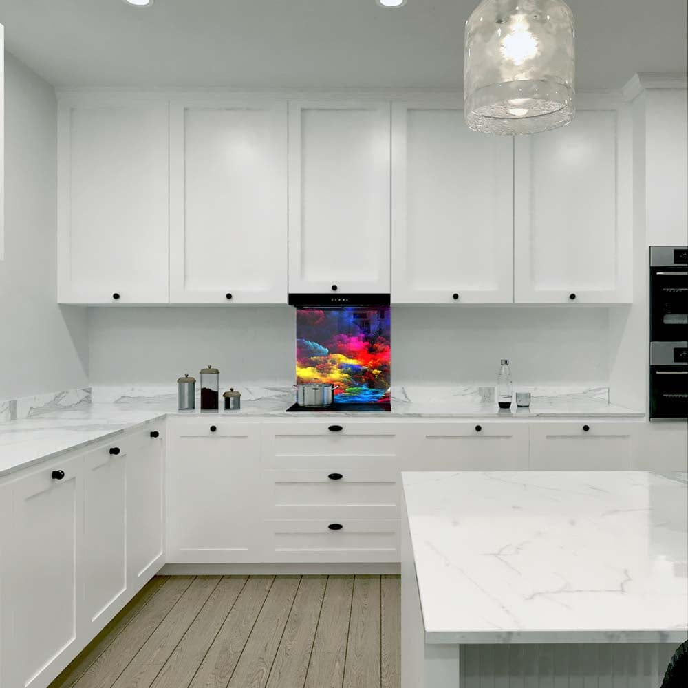Colourful Clouds Glass Kitchen Splashback