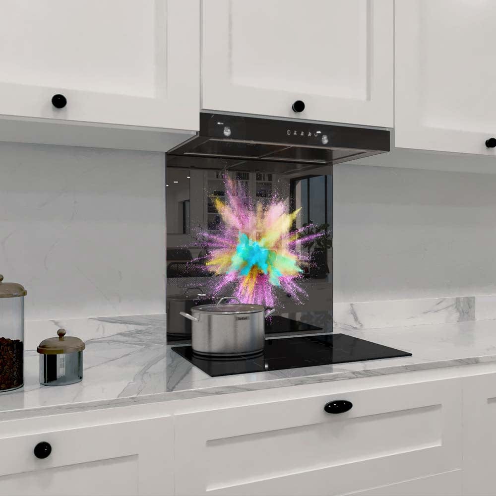 Colourful Explosion Glass Kitchen Splashback