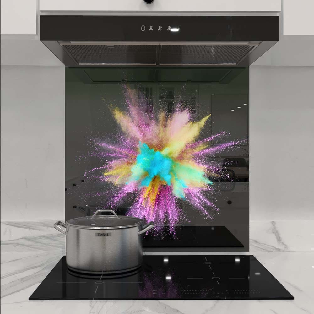 Colourful Explosion Glass Kitchen Splashback