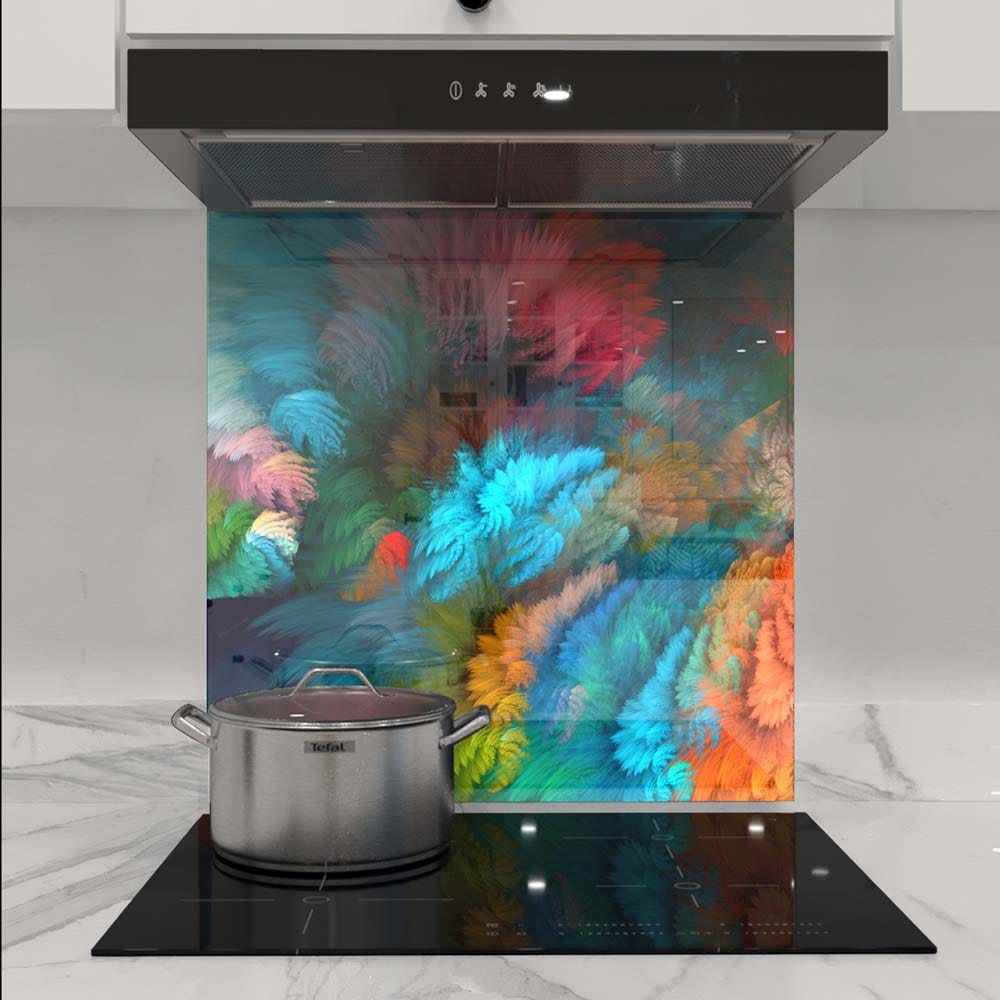 Colourful Leaves Glass Kitchen Splashback