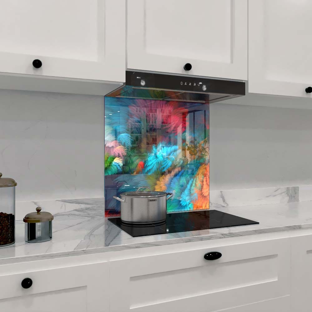 Colourful Leaves Glass Kitchen Splashback