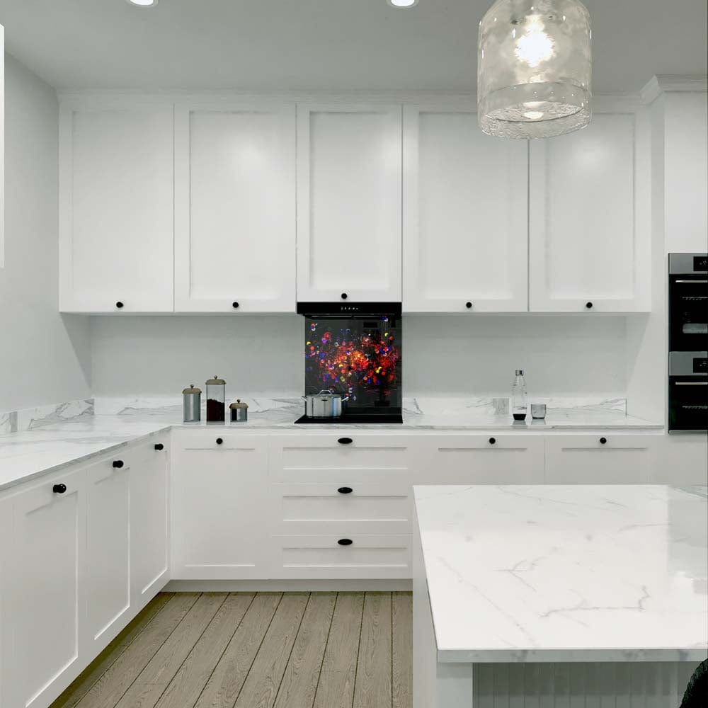 Colourful Mechanics Glass Kitchen Splashback