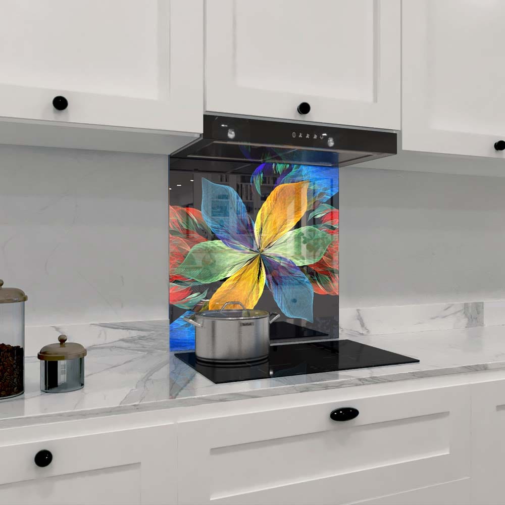 Colourful Petals Glass Kitchen Splashback