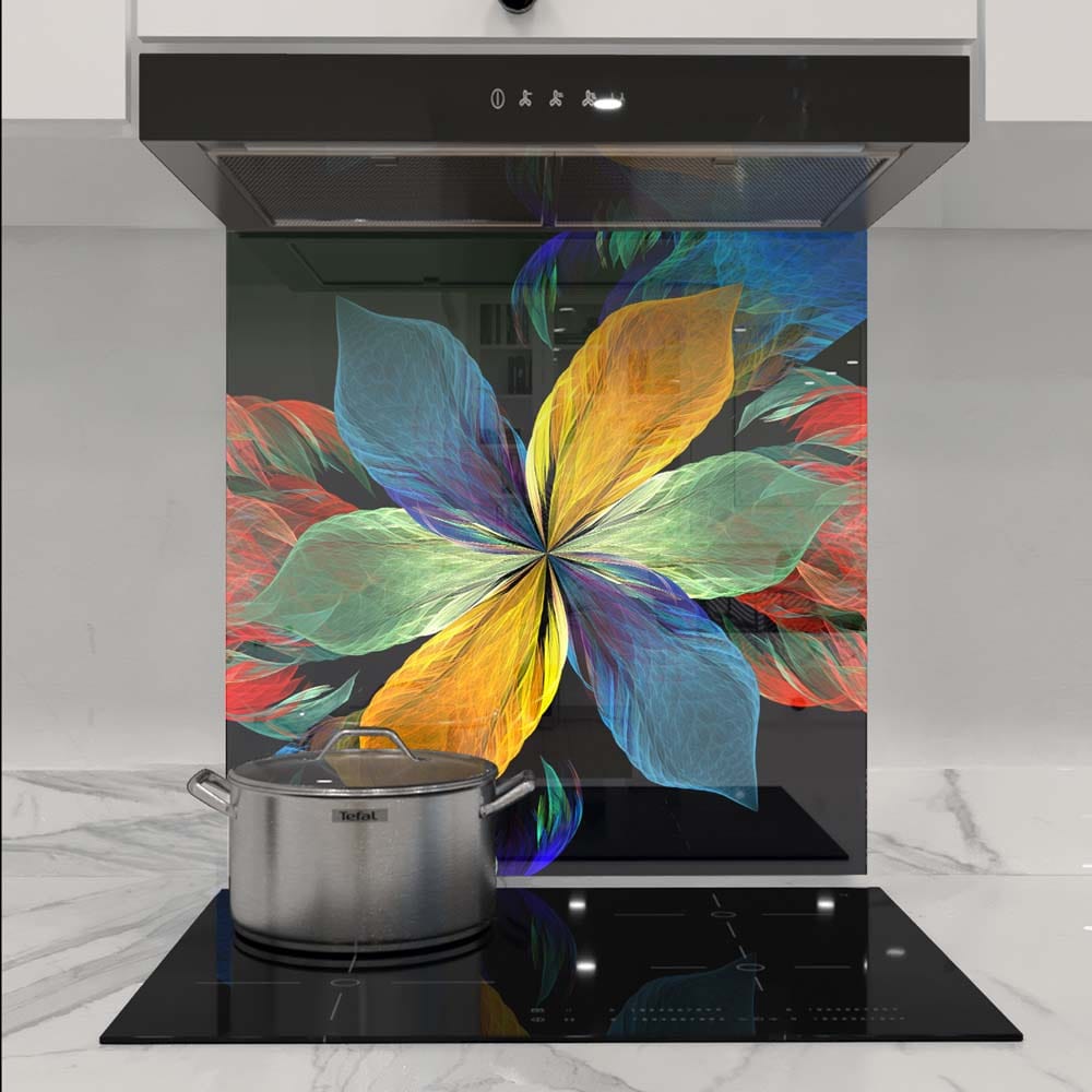 Colourful Petals Glass Kitchen Splashback