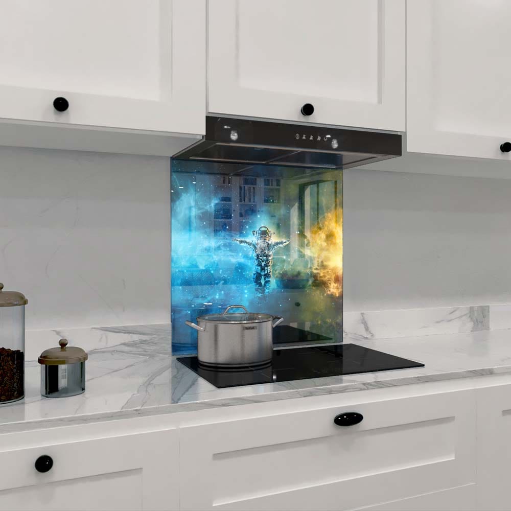 Cosmonaut in Space Classic Glass Kitchen Splashback