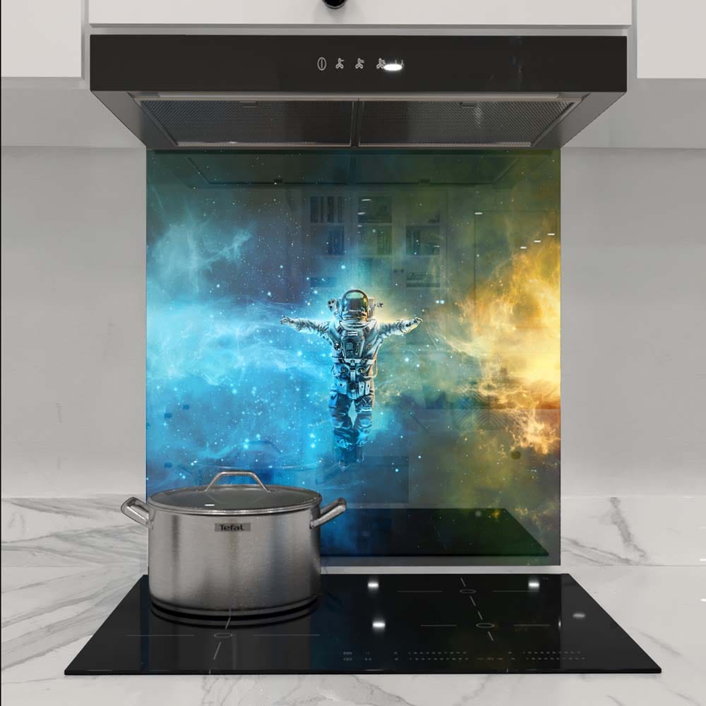 Cosmonaut in Space Classic Glass Kitchen Splashback