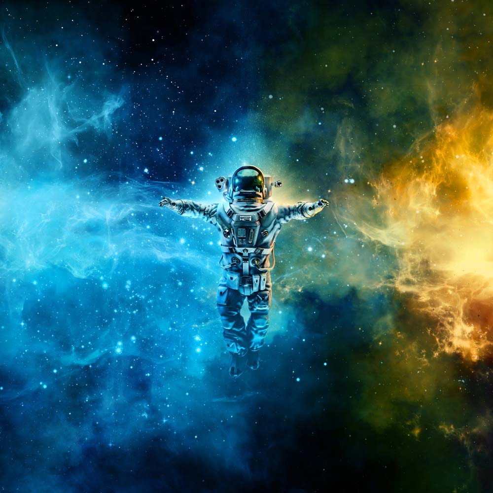 Cosmonaut in Space Classic Glass Kitchen Splashback