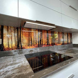 Autumn Forest Printed Landscape Glass Kitchen Splashback - CreoGlass E-Shop