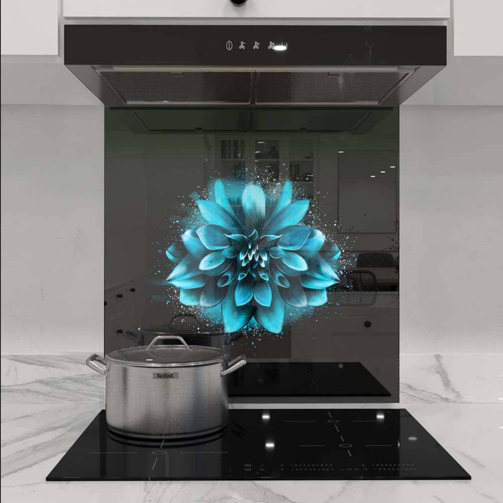 Blue Lotus Printed Glass  Splashback - CreoGlass E-Shop