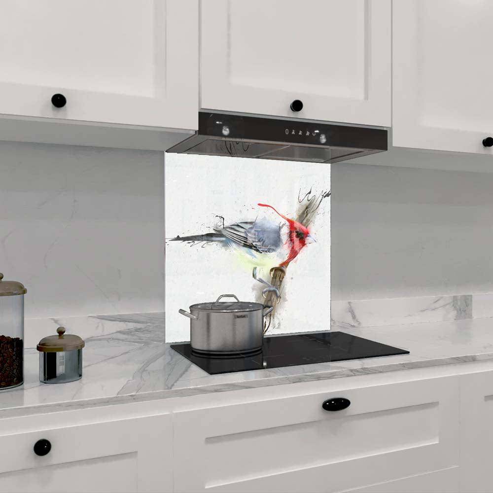 Cardinal Bird Printed Glass  Splashback - CreoGlass E-Shop