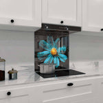 Cerulean Daisy Printed Glass  Splashback - CreoGlass E-Shop