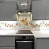 Citrus Fruits Water Printed Wave Glass Splashback - CreoGlass E-Shop