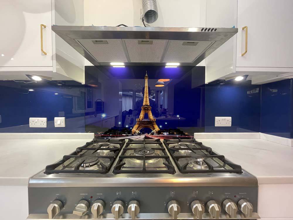 Eiffel Tower Printed Landscape Glass Kitchen Splashback - CreoGlass E-Shop