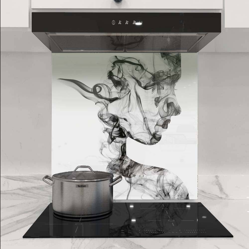 Female Figure in Smoke Printed Glass  Splashback - CreoGlass E-Shop