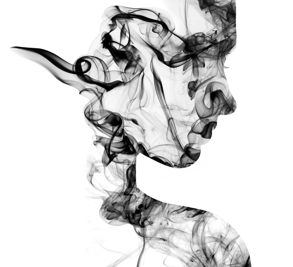 Female Figure in Smoke Printed Glass  Splashback - CreoGlass E-Shop