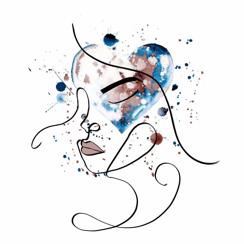 Female Portrait Watercolour Printed Glass  Splashback - CreoGlass E-Shop