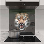 Front-Facing Tiger in Spotlight Printed Glass  Splashback - CreoGlass E-Shop